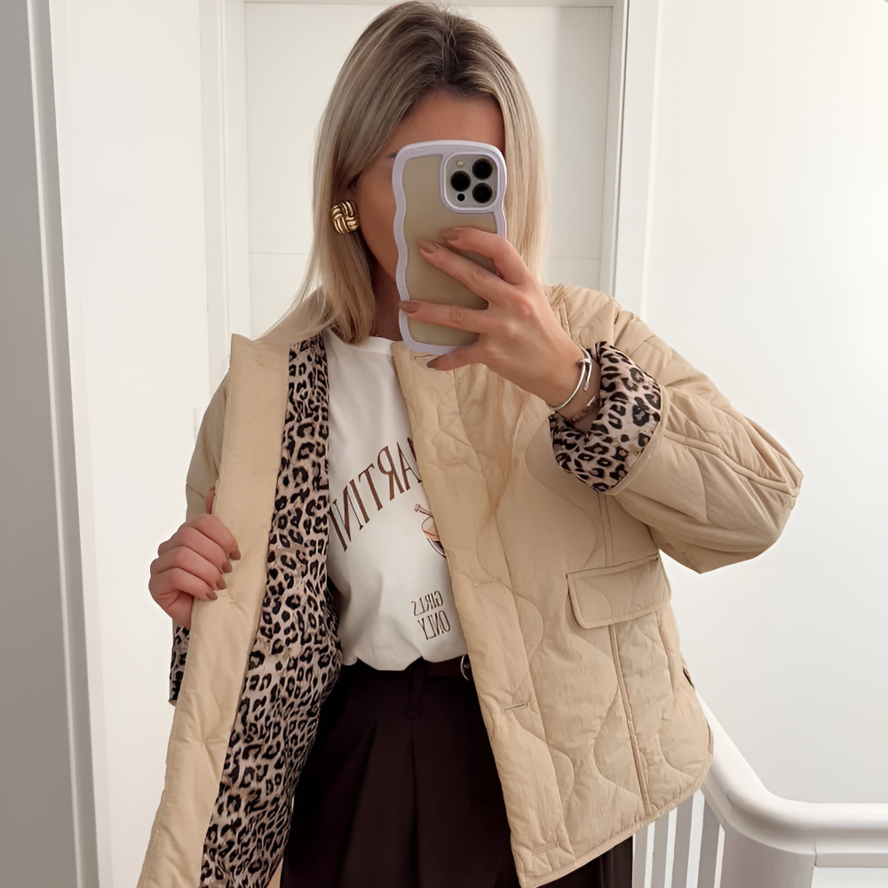 Damen Mantel Leopard Futter Chic Modern 11