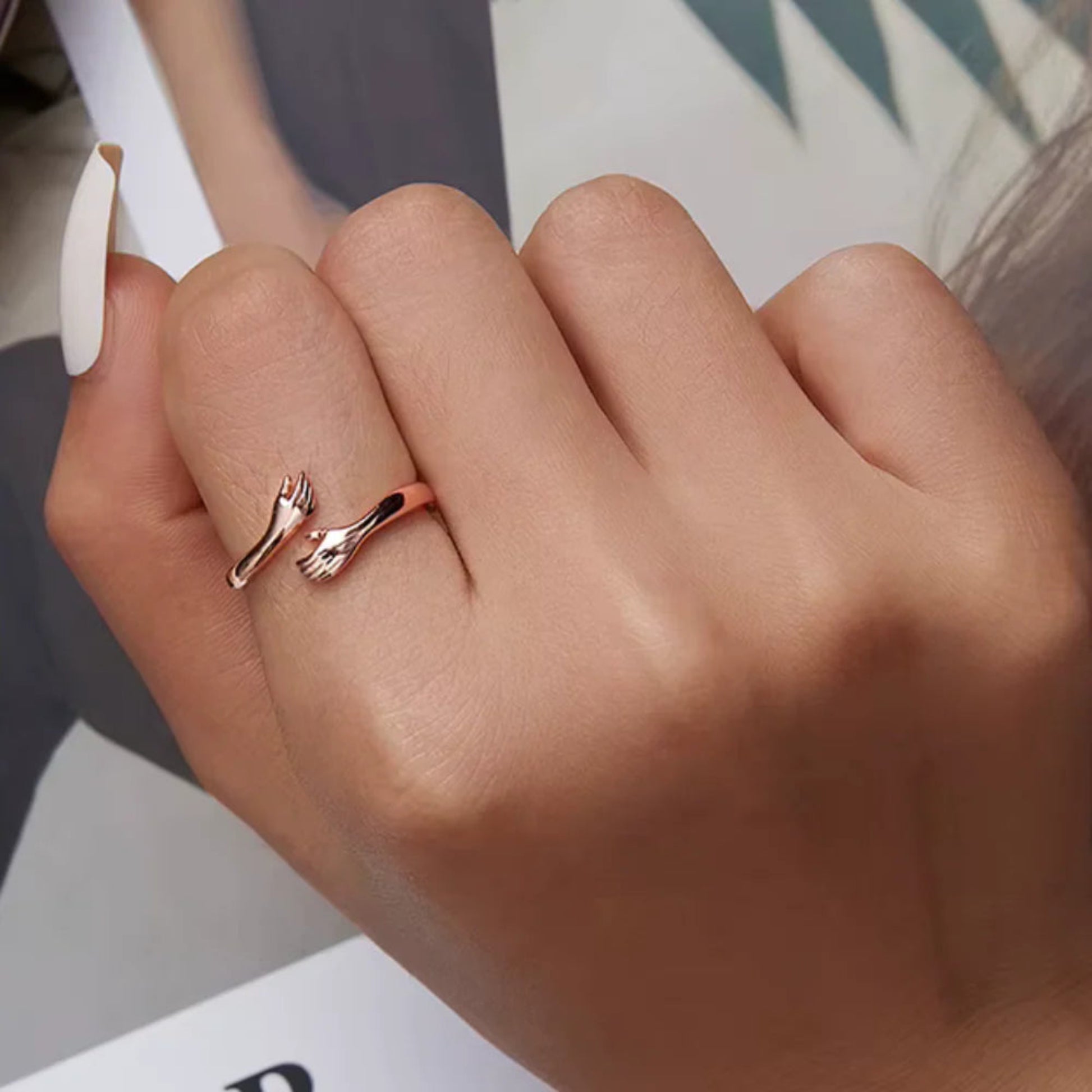 Damen Ring Liebe Umarmung Verstellbarer 11