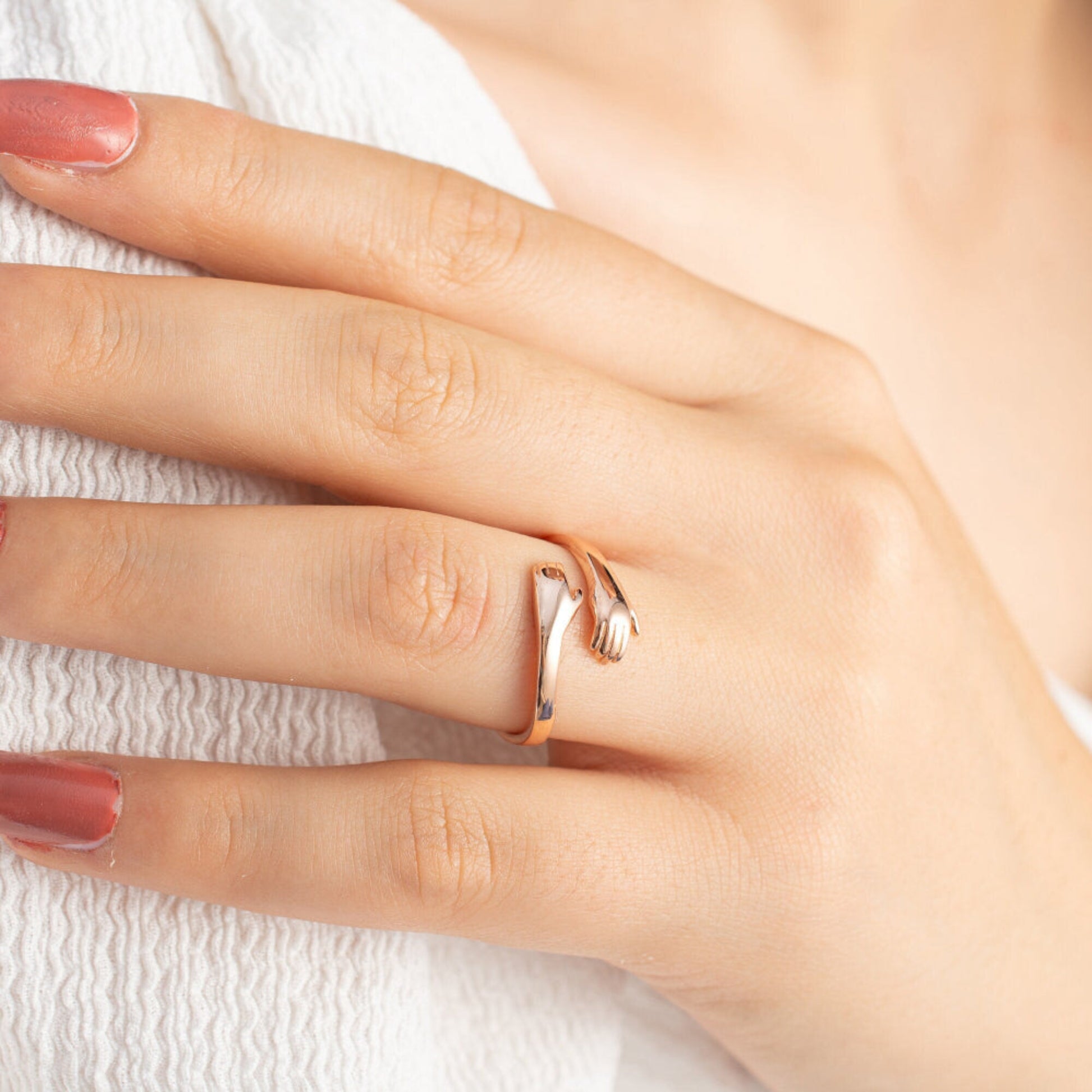 Damen Ring Liebe Umarmung Verstellbarer 9