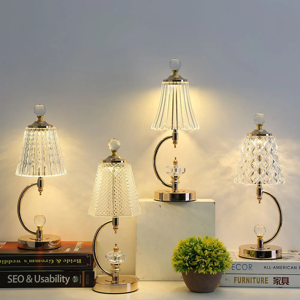 GoldenCrystal | Elegante Vintage-Kristall-Tischlampe