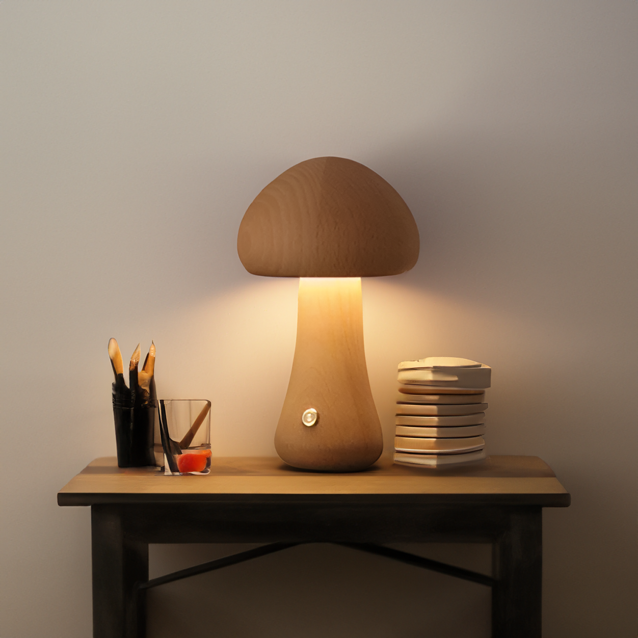 MushyGlow | LED Nachttischlampe aus Holz mit Touch-Bedienung