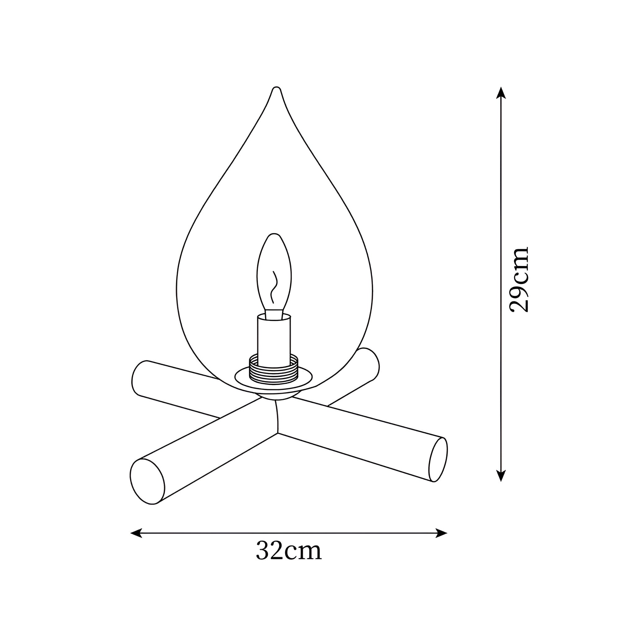 FireFlame | Lagerfeuer Tischlampe mit Holzsockel