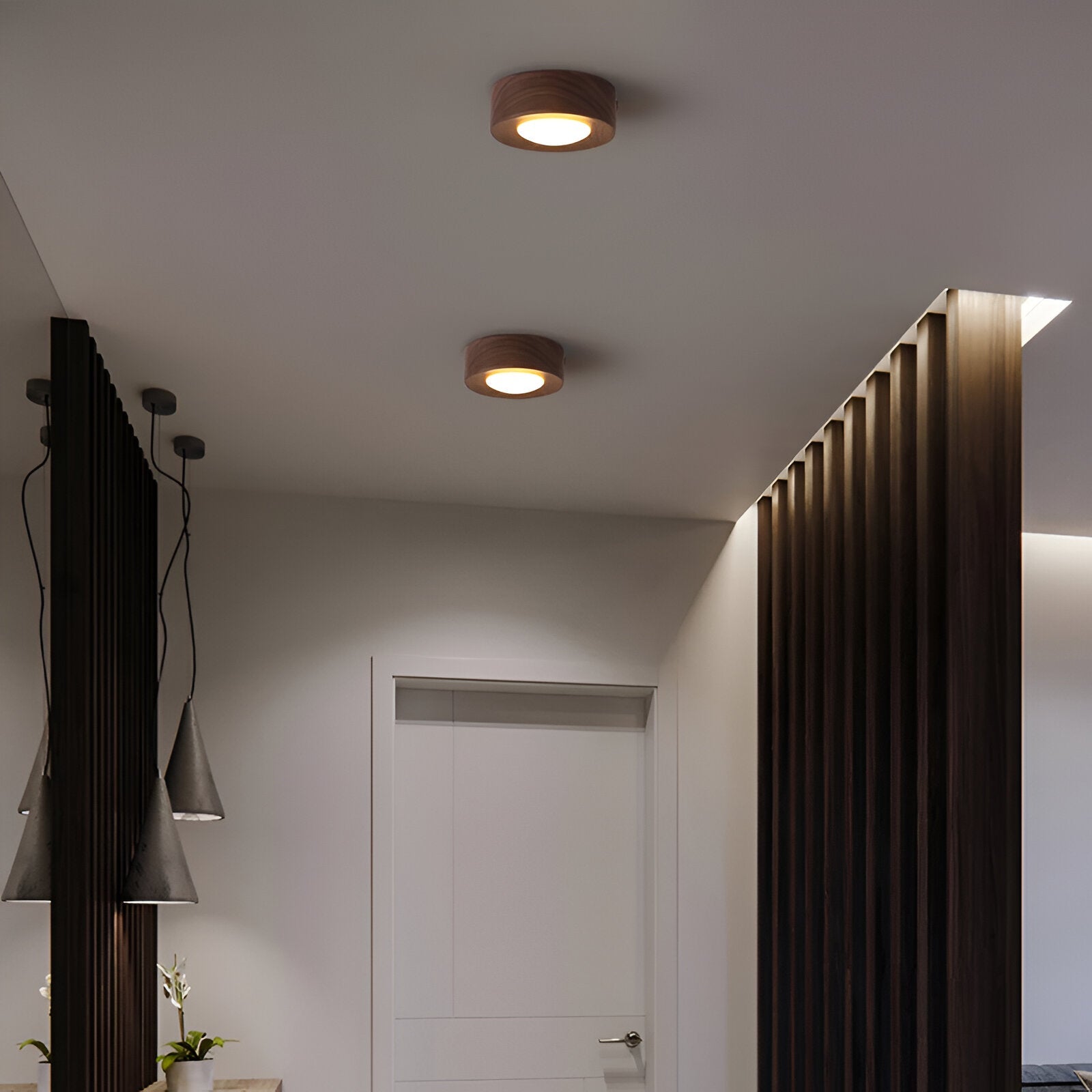 WoodAura | Walnussholz Moderne LED-Deckenleuchte