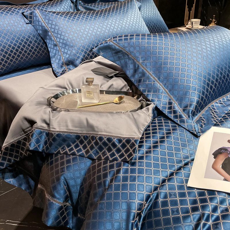RoyalDream | Luxuriöses Bettwäsche-Set aus ägyptischer Baumwolle mit Diamantenmuster