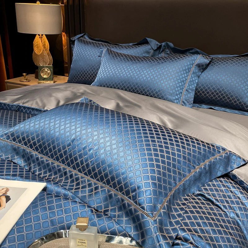RoyalDream | Luxuriöses Bettwäsche-Set aus ägyptischer Baumwolle mit Diamantenmuster