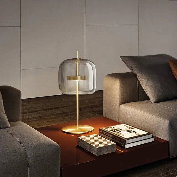 GlasEleganz | Moderne Tischlampe aus farbigem Glas