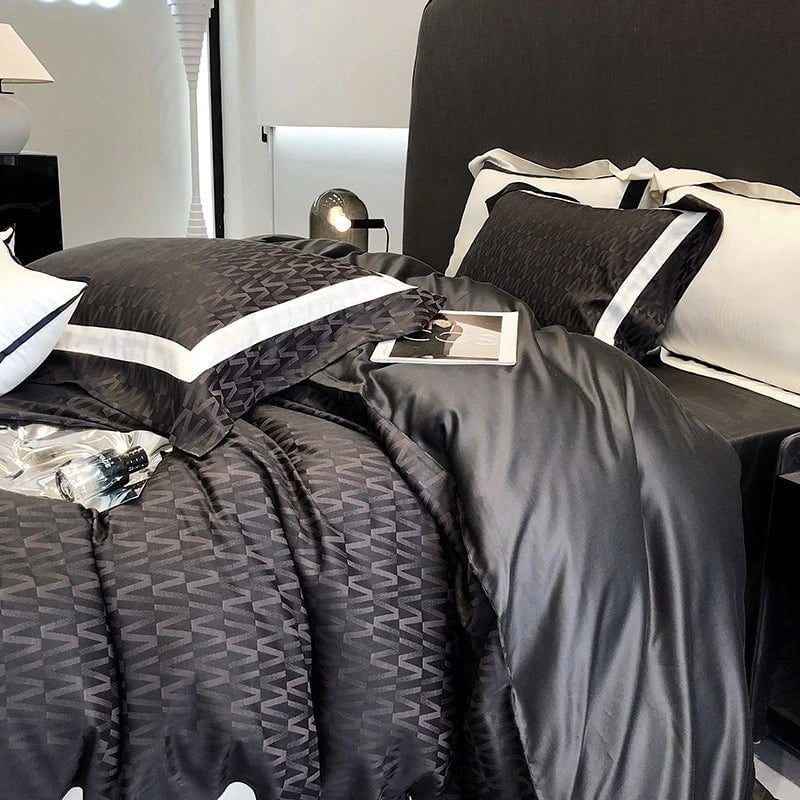 ObscurComfort | Bettwäscheset aus ägyptischer Baumwolle in Schwarz