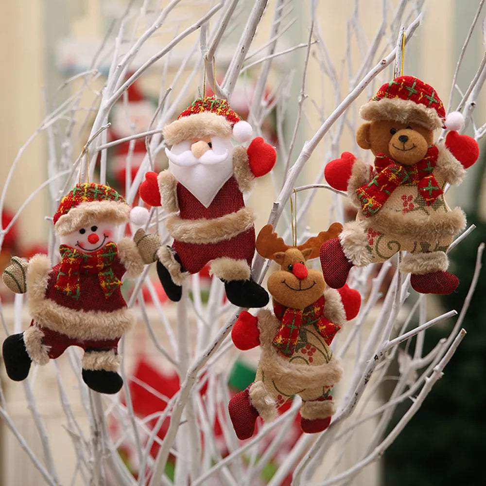 Festliche Freude | Set mit 4 Weihnachtsornamenten - Weihnachtsmann und Schneemann