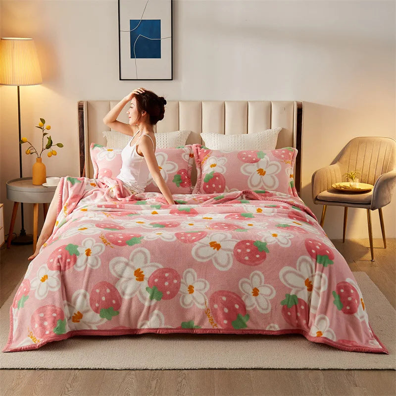 DreamyBlossom | Flauschige Decke mit buntem Blumenmuster