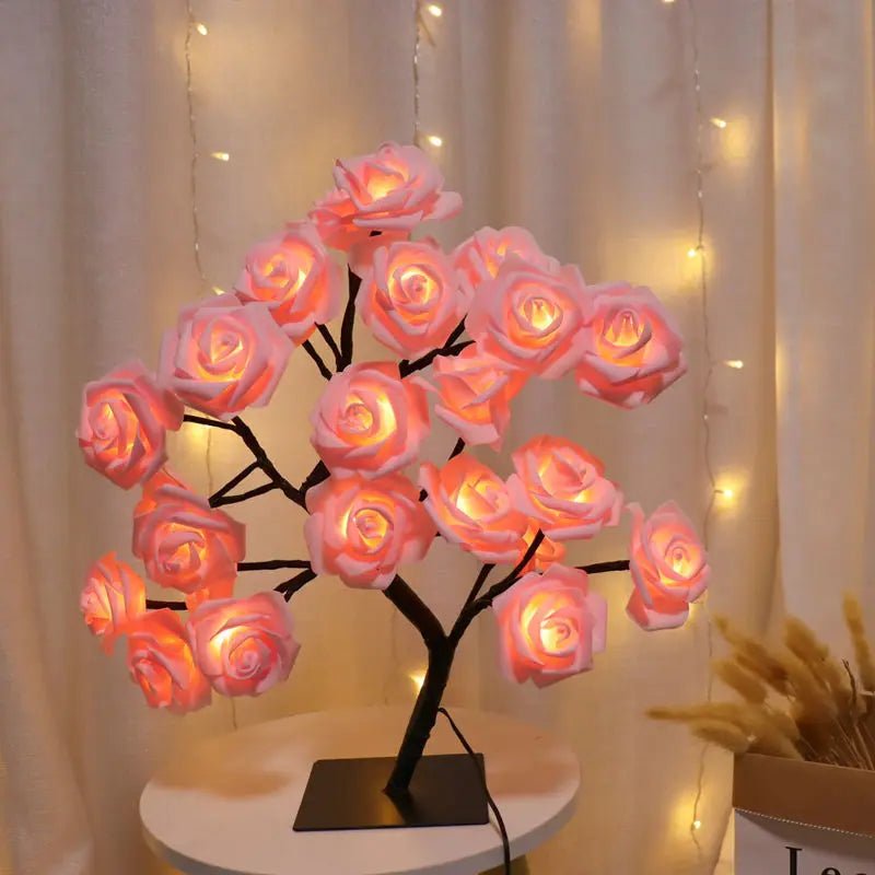 RosyLight | Elegante Tischlampe mit Rosen-Design