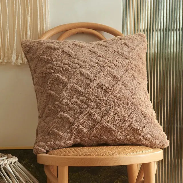 RetroPlush | Vintage Plüsch-Kissenbezug in Strickoptik