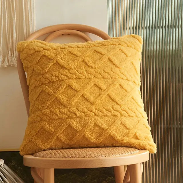 RetroPlush | Vintage Plüsch-Kissenbezug in Strickoptik
