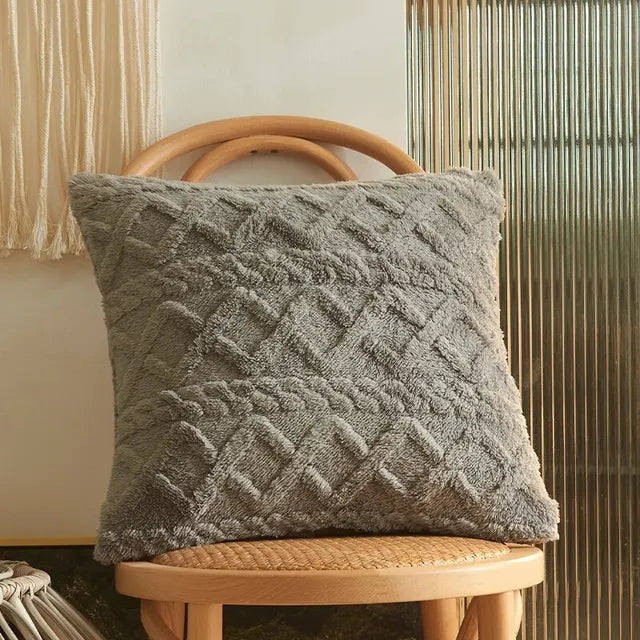 RetroPlush | Vintage Plüsch-Kissenbezug in Strickoptik