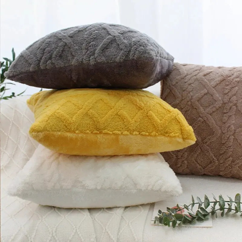 RetroPlush | Vintage Plüsch-Kissenbezug in Strickoptik