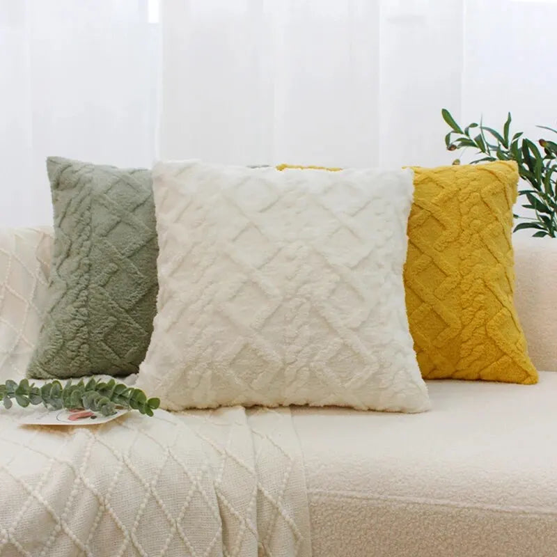 RetroPlush | Vintage Plüsch-Kissenbezug in Strickoptik