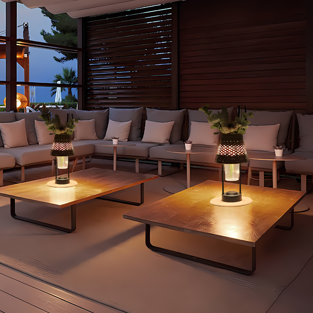FlowerGlow | Blumen Bambus Tischlampe