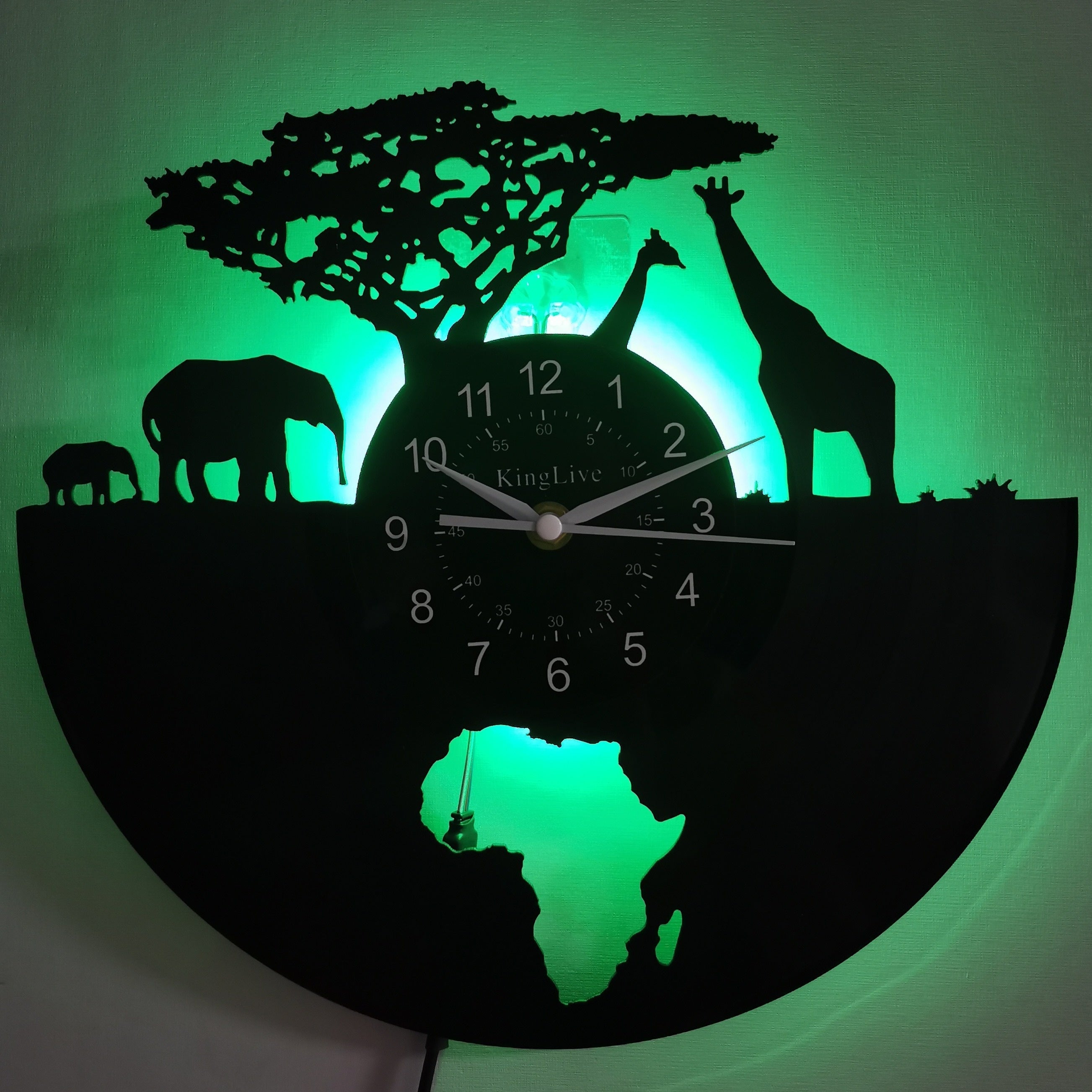 Vinyl-Uhr | Giraffen-Motiv Geräuschlose Wanduhr