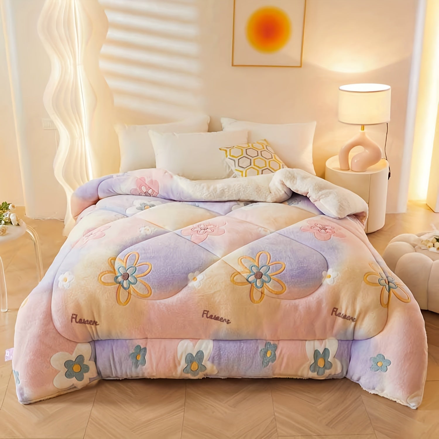 FloralSlate | Stilvolle Bettdecke mit floralem Muster