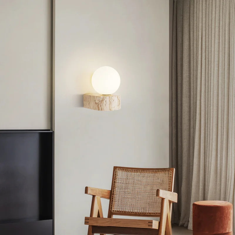 Travertino | Moderne Kunststein-Wandleuchte