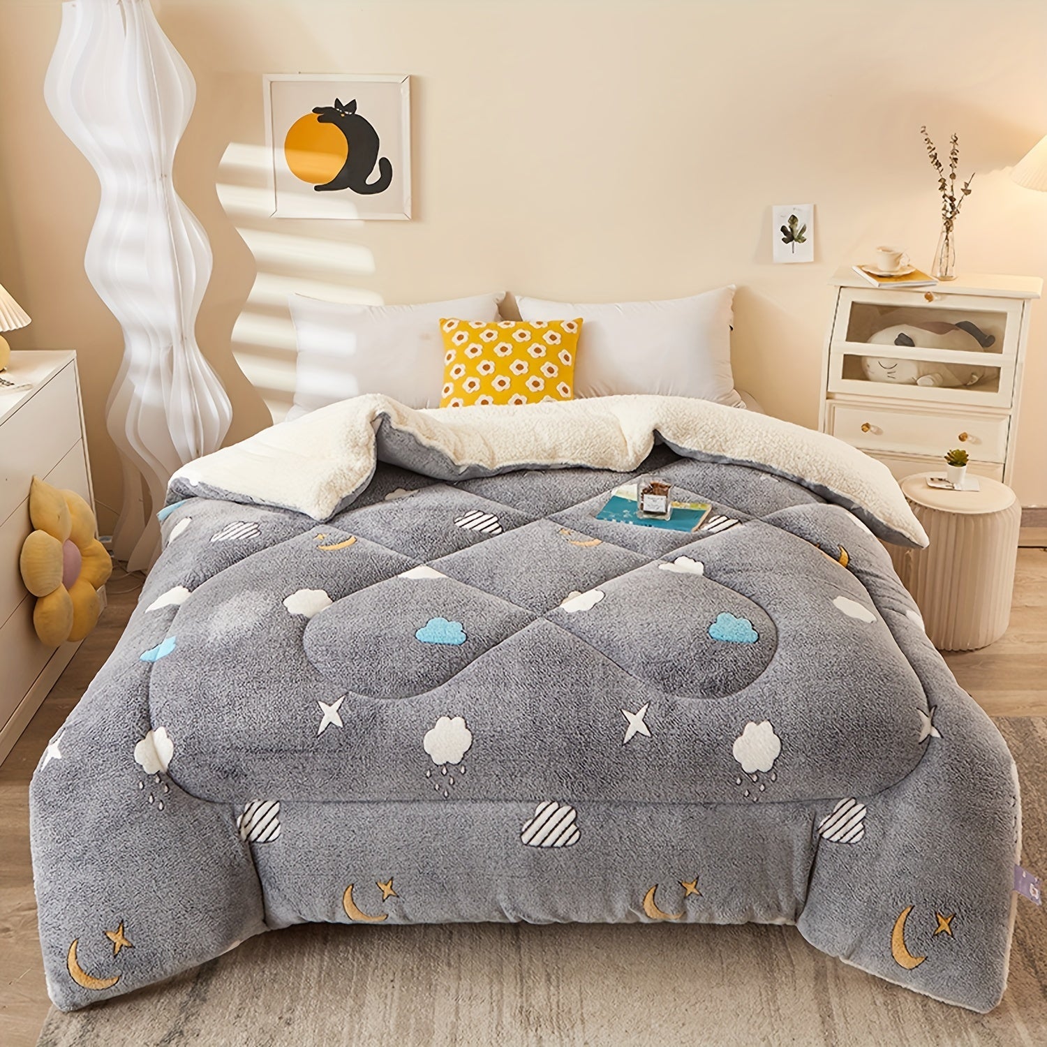 FloralSlate | Stilvolle Bettdecke mit floralem Muster