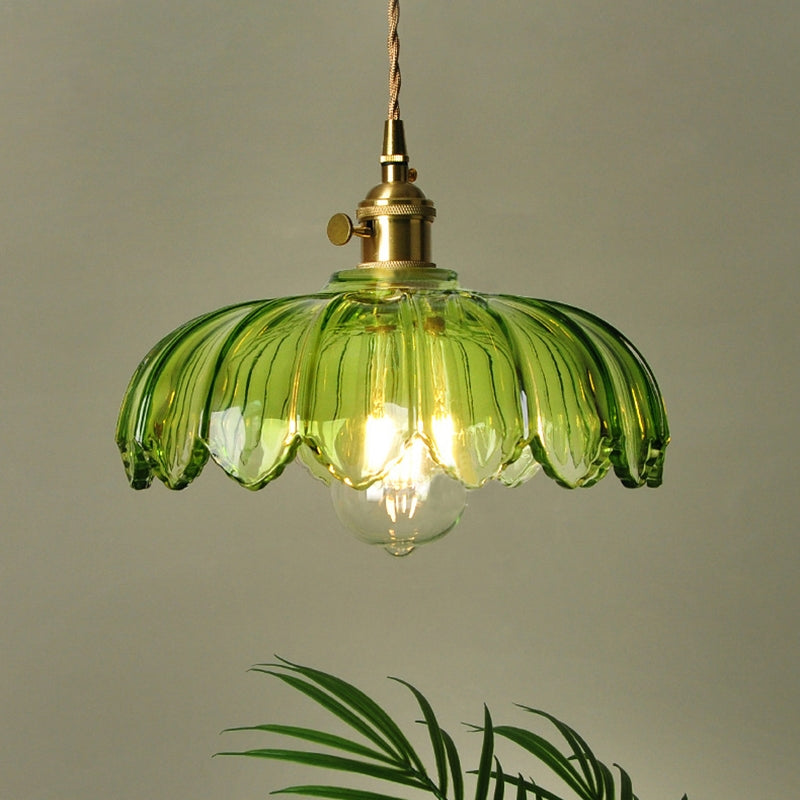 VintageBlume | Luxuriöse Pendelleuchte mit floralem Glasschirm