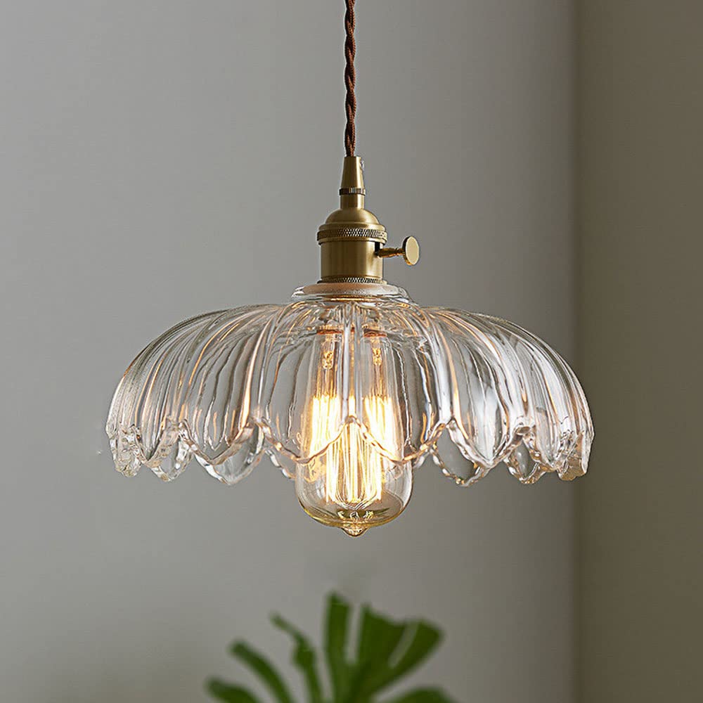 VintageBlume | Luxuriöse Pendelleuchte mit floralem Glasschirm