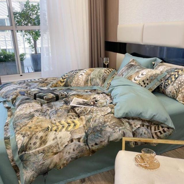FeatherFlair | Luxuriöses Bettbezugsset mit Druck