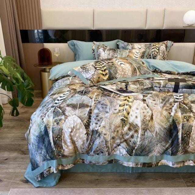 FeatherFlair | Luxuriöses Bettbezugsset mit Druck