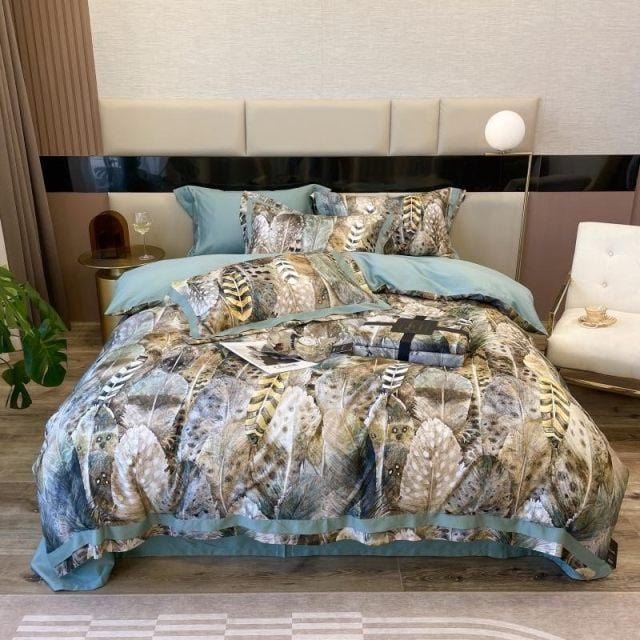 FeatherFlair | Luxuriöses Bettbezugsset mit Druck