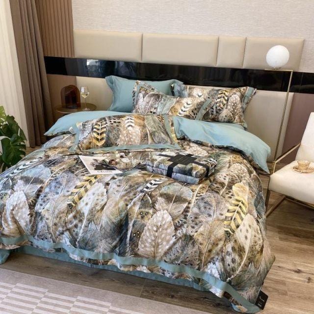 FeatherFlair | Luxuriöses Bettbezugsset mit Druck